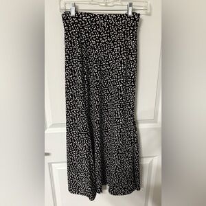 Talbots 2X Black and white leaf print A line maxi  skirt